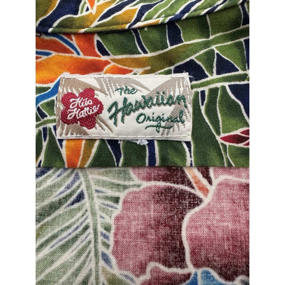 Hilo Hattie Aloha Shirt Mens XXL Blue Floral Hawaiian Camp Collar Vintage - Picture 8 of 11